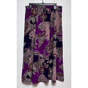 Y2K Boho Paisley Midi Skirt Size‎ Large Cottagecore Hippie Chic Fallcore Artsy